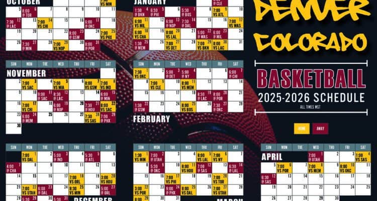 This is a postcard with the 2025 Denver basketball schedule.
